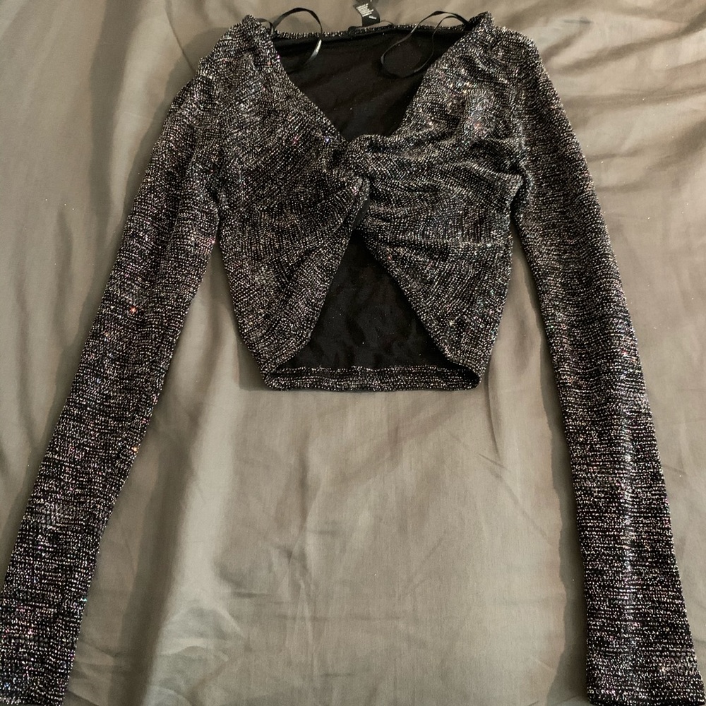 Cute black glitter crop top